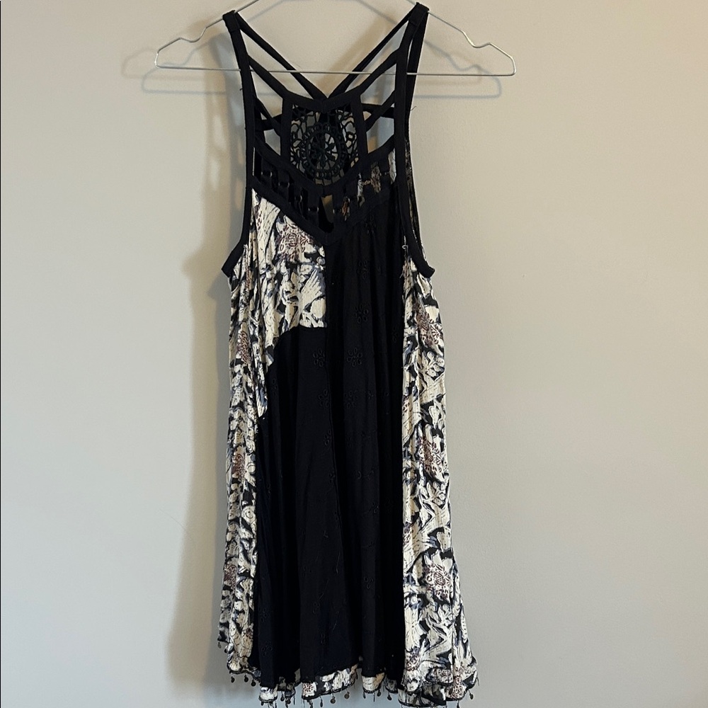 Free People Black and Cream Backless Dress